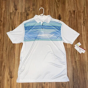 Grand slam mens medium polo shirt sun protection short sleeve white stretch golf